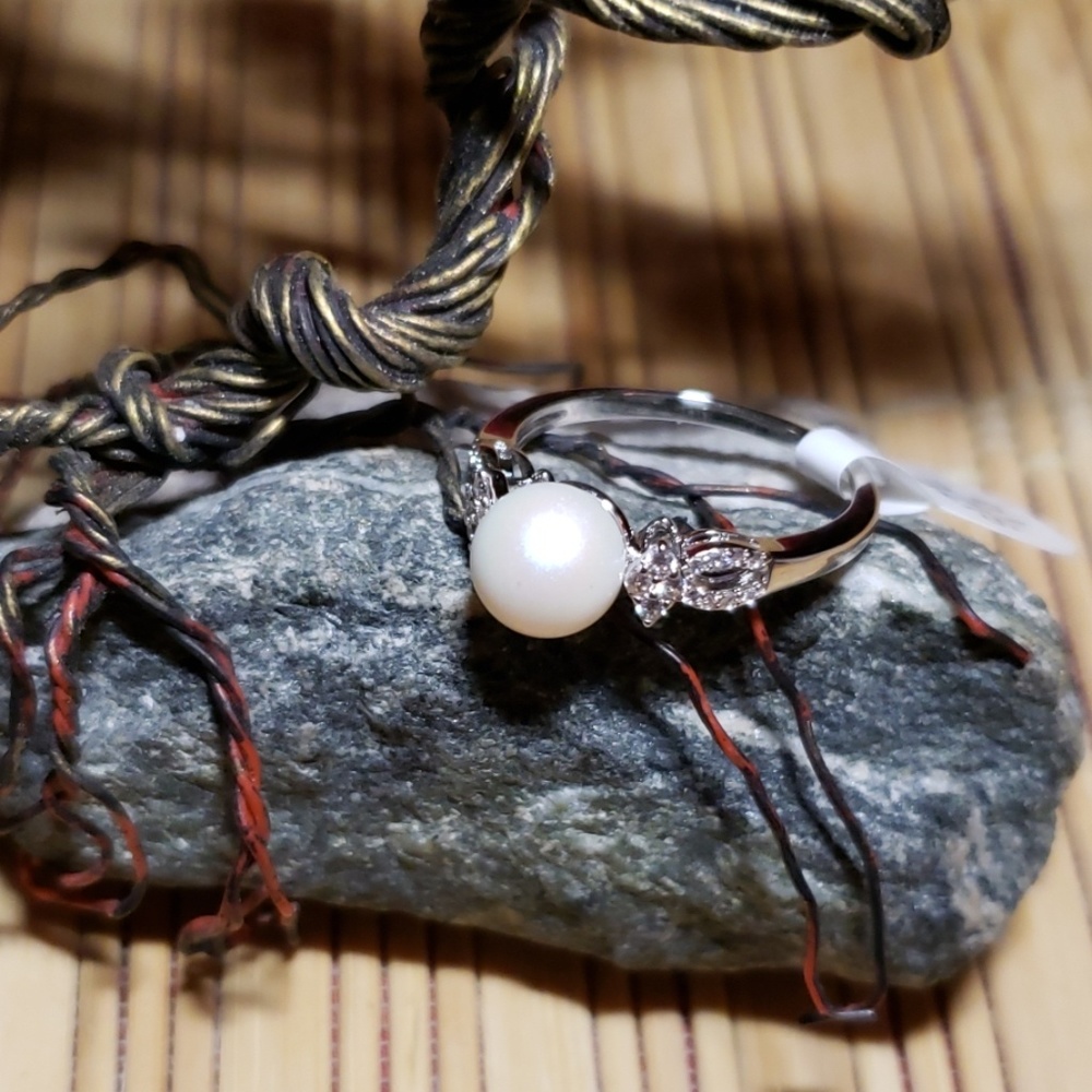 2 for $15 ❤ Pearl and Diamond Fashioned Ring